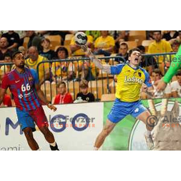 in action during friendly match between Celje Pivovarna Lasko and Barcelona in Celje, Slovenia on June 11, 2022