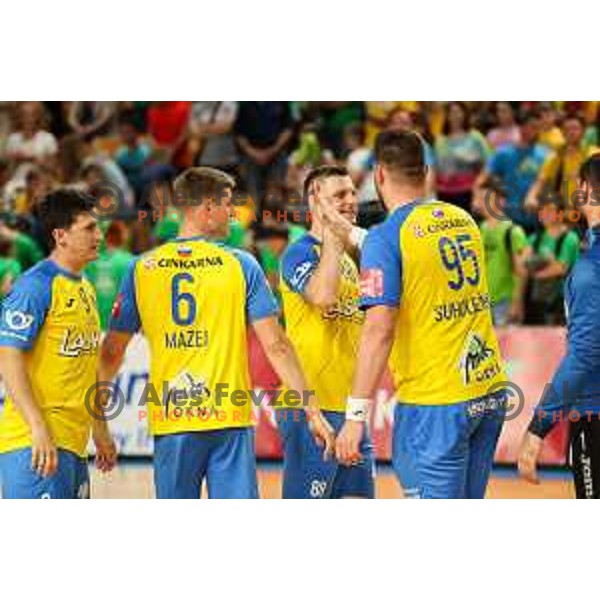 in action during friendly match between Celje Pivovarna Lasko and Barcelona in Celje, Slovenia on June 11, 2022