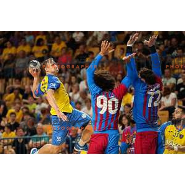 Ziga Mlakar in action during friendly match between Celje Pivovarna Lasko and Barcelona in Celje, Slovenia on June 11, 2022