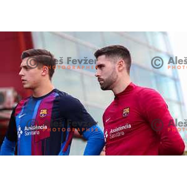 Domen Makuc and Blaz Janc before friendly match between Celje Pivovarna Lasko and Barcelona in Celje, Slovenia on June 11, 2022