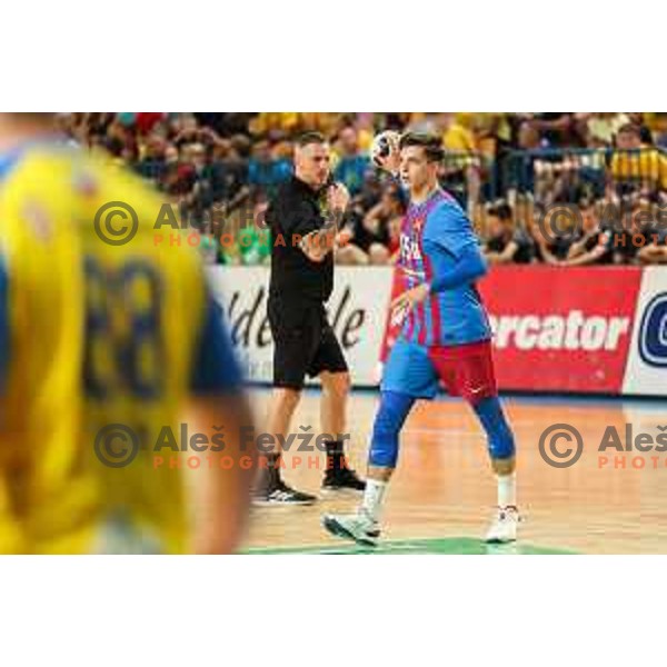 Domen Makuc in action during friendly match between Celje Pivovarna Lasko and Barcelona in Celje, Slovenia on June 11, 2022