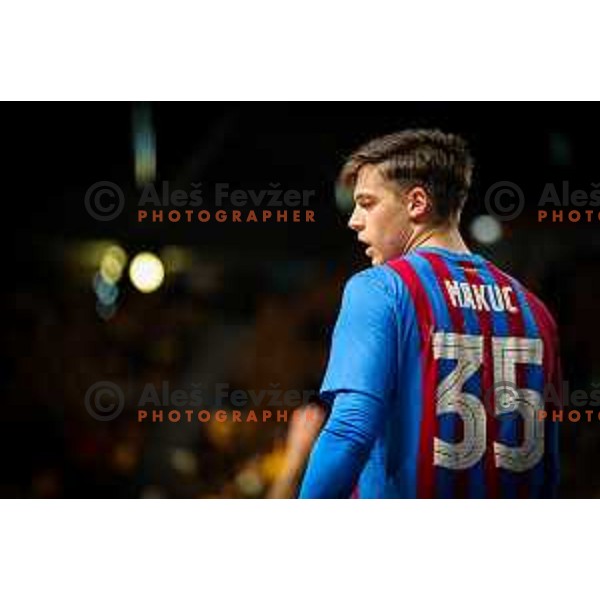 Domen Makuc in action during friendly match between Celje Pivovarna Lasko and Barcelona in Celje, Slovenia on June 11, 2022