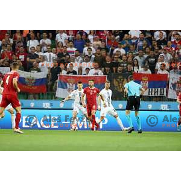 action during UEFA Nations league football match between Slovenia and Serbia in SRC Stozice, Ljubljana, Slovenia on June 12, 2022 