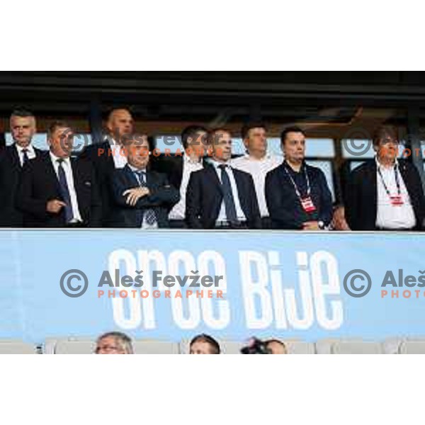 Radenko Mijatovic and Aleksander Ceferin during UEFA Nations league football match between Slovenia and Serbia in SRC Stozice, Ljubljana, Slovenia on June 12, 2022 
