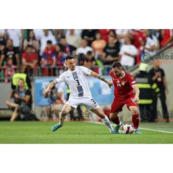 Gregor Sikosek in action during UEFA Nations league football match between Slovenia and Serbia in SRC Stozice, Ljubljana, Slovenia on June 12, 2022 