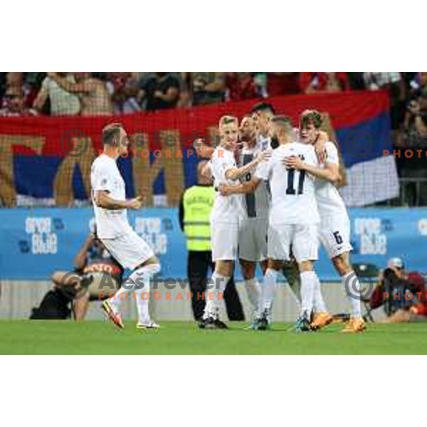 action during UEFA Nations league football match between Slovenia and Serbia in SRC Stozice, Ljubljana, Slovenia on June 12, 2022 