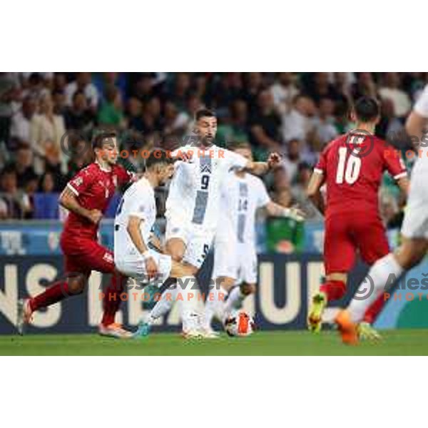 Andraz Sporar in action during UEFA Nations league football match between Slovenia and Serbia in SRC Stozice, Ljubljana, Slovenia on June 12, 2022 