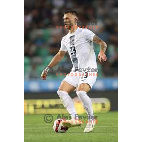 David Brekalo in action during UEFA Nations league football match between Slovenia and Serbia in SRC Stozice, Ljubljana, Slovenia on June 12, 2022 
