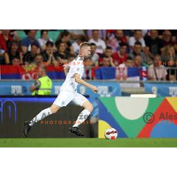 Zan Karnicnik in action during UEFA Nations league football match between Slovenia and Serbia in SRC Stozice, Ljubljana, Slovenia on June 12, 2022 