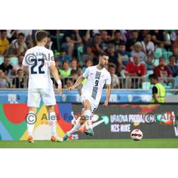 Andraz Sporar in action during UEFA Nations league football match between Slovenia and Serbia in SRC Stozice, Ljubljana, Slovenia on June 12, 2022 