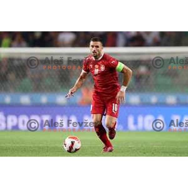 Dusan Tadic in action during UEFA Nations league football match between Slovenia and Serbia in SRC Stozice, Ljubljana, Slovenia on June 12, 2022 