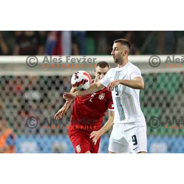 Andraz Sporar in action during UEFA Nations league football match between Slovenia and Serbia in SRC Stozice, Ljubljana, Slovenia on June 12, 2022 