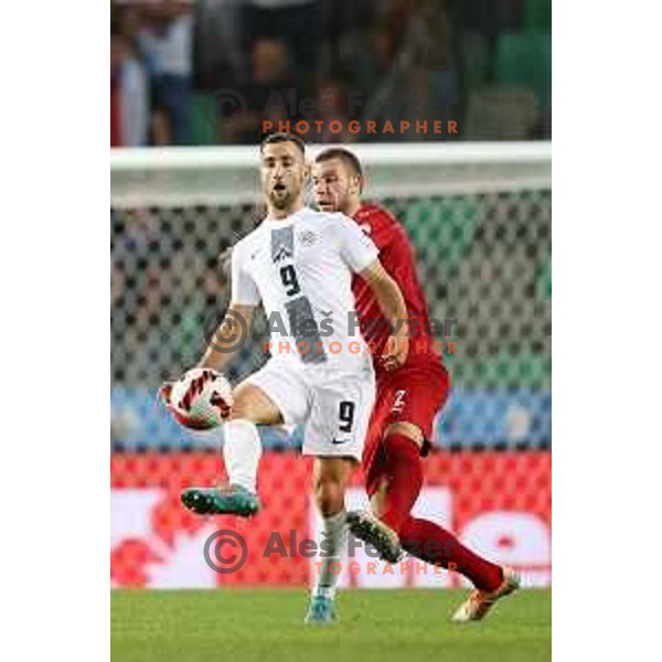 Andraz Sporar in action during UEFA Nations league football match between Slovenia and Serbia in SRC Stozice, Ljubljana, Slovenia on June 12, 2022 