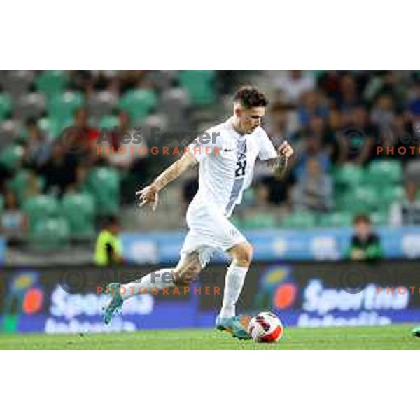 Benjamin Verbic in action during UEFA Nations league football match between Slovenia and Serbia in SRC Stozice, Ljubljana, Slovenia on June 12, 2022 