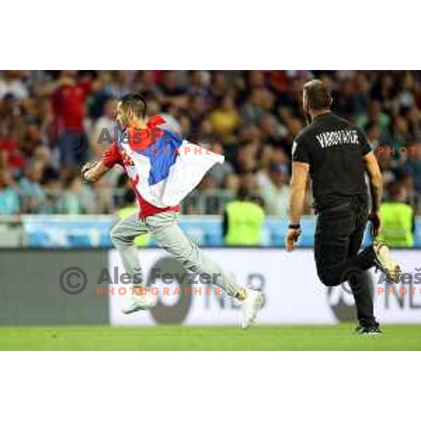 action during UEFA Nations league football match between Slovenia and Serbia in SRC Stozice, Ljubljana, Slovenia on June 12, 2022