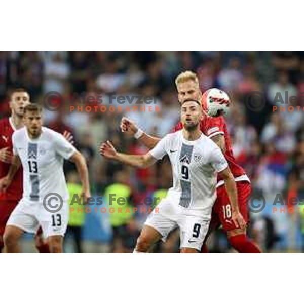 Andraz Sporar in action during UEFA Nations league football match between Slovenia and Serbia in SRC Stozice, Ljubljana, Slovenia on June 12, 2022 