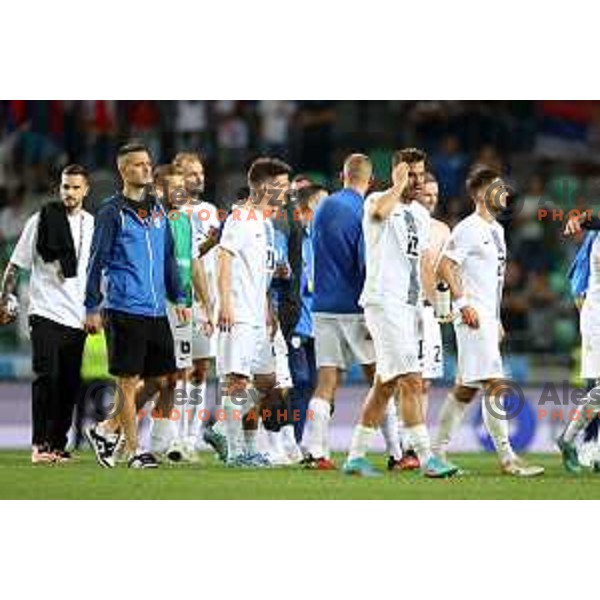 Domen Crnigoj in action during UEFA Nations league football match between Slovenia and Serbia in SRC Stozice, Ljubljana, Slovenia on June 12, 2022 