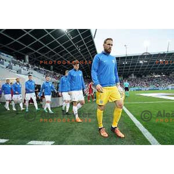 Jaka Bijol and Jan Oblak during UEFA Nations league football match between Slovenia and Serbia in SRC Stozice, Ljubljana, Slovenia on June 12, 2022 
