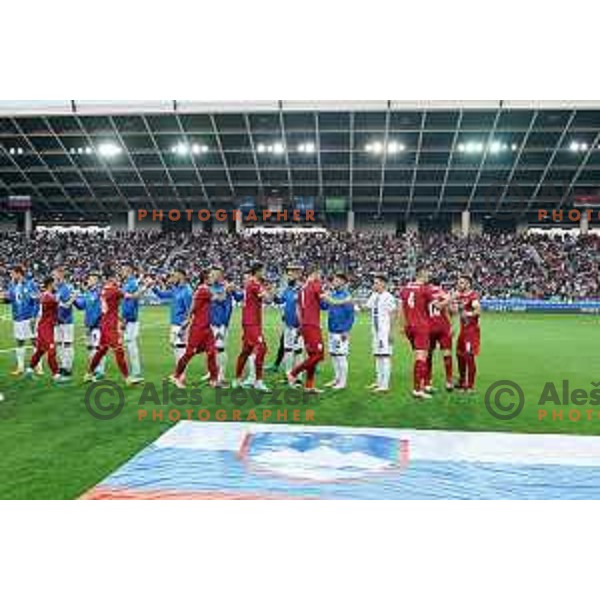 action during UEFA Nations league football match between Slovenia and Serbia in SRC Stozice, Ljubljana, Slovenia on June 12, 2022