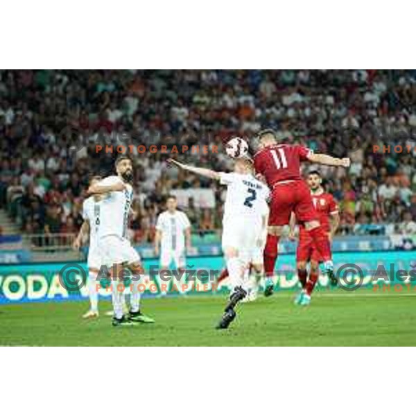Zan Karnicnik in action during UEFA Nations league football match between Slovenia and Serbia in SRC Stozice, Ljubljana, Slovenia on June 12, 2022 