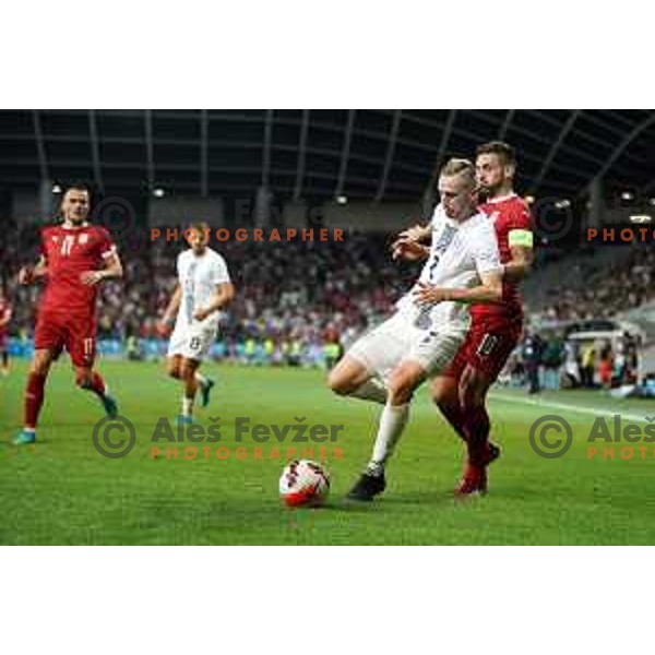 Zan Karnicnik in action during UEFA Nations league football match between Slovenia and Serbia in SRC Stozice, Ljubljana, Slovenia on June 12, 2022 