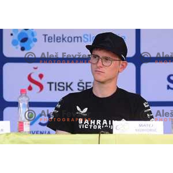 Matej Mohoric (Bahrain Victorius) during press conference in Nova Gorica before start of professional cycling race Dirka po Sloveniji- Tour of Slovenia on June 14, 2022