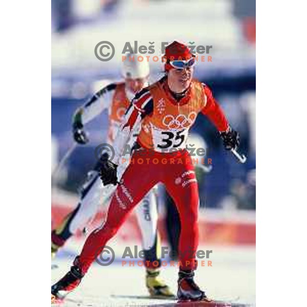 Natasa Lacen (SLO) competes in cross-country race at Winter Olympic games in Salt Lake City, USA on February 2002 