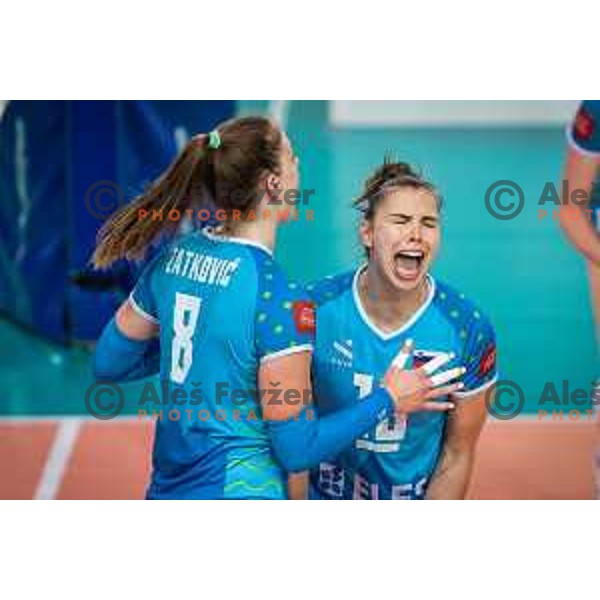 Sasa Planinsec celebrating during CEV Volleyball European Silver League 2022 Women volleyball match between Slovenia and Portugal in SD Lukna, Maribor, Slovenia on June 18, 2022. Photo: Jure Banfi/www.alesfevzer.com