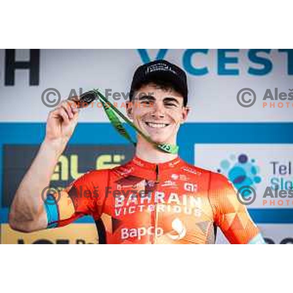 Matevz Govekar during award ceremony after Slovenian National Championship in cycling in Maribor, Slovenia on June 26, 2022. Photo: Jure Banfi