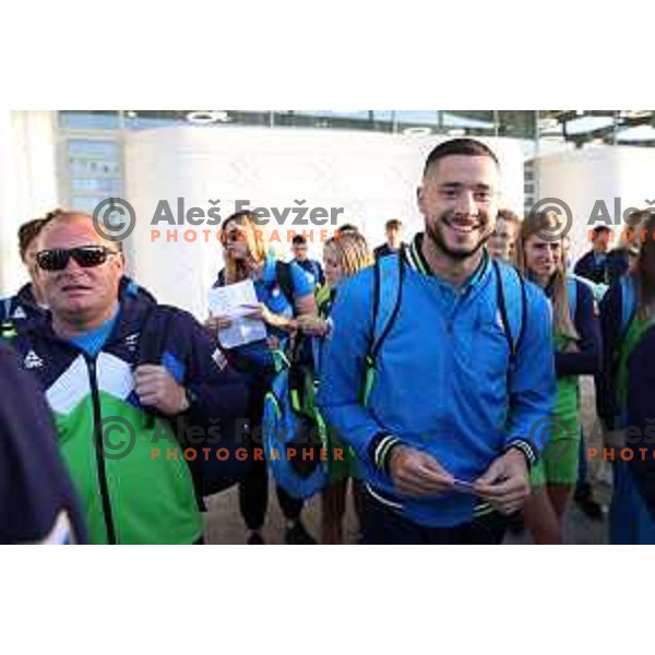 Filip Jakob Demsar during arrival of second group of Team Slovenia to Ahmed Ben Bella International Airport for Mediterranean Games in Oran, Algeria on June 27, 2022 