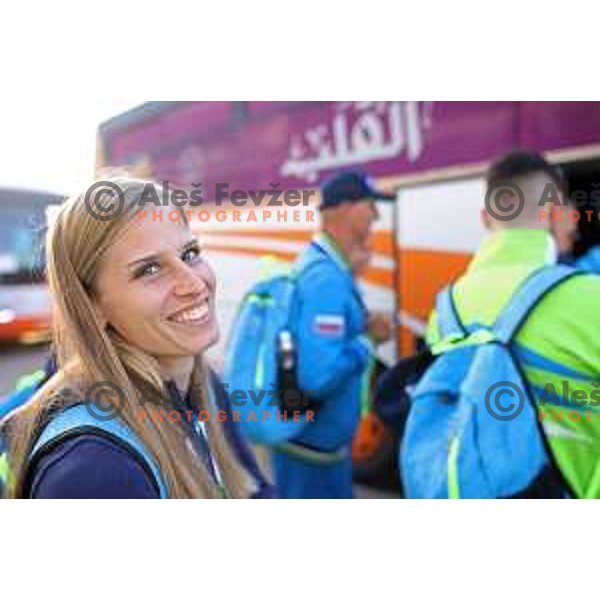 Anita Horvat during arrival of second group of Team Slovenia to Ahmed Ben Bella International Airport for Mediterranean Games in Oran, Algeria on June 27, 2022
