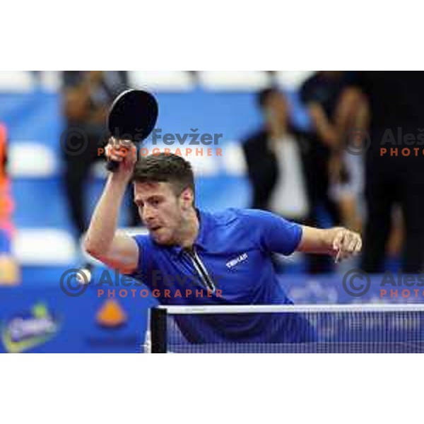 Deni Kozul of Slovenia competes in Table Tenis at Mediterranean Games in Oran, Algeria on June 27, 2022
