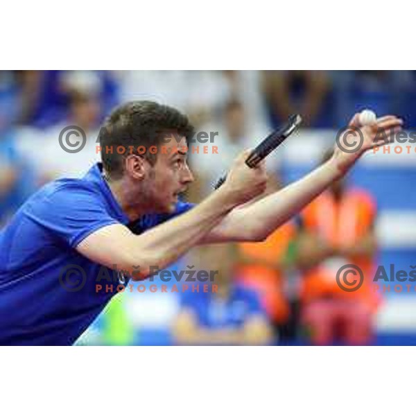 Deni Kozul of Slovenia competes in Table Tenis at Mediterranean Games in Oran, Algeria on June 27, 2022