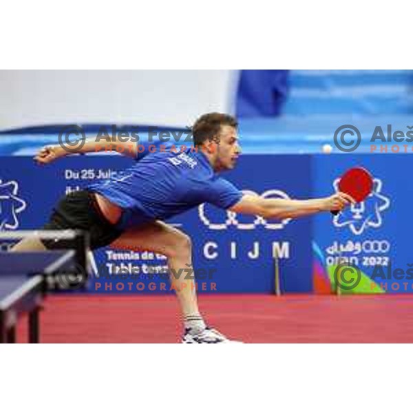 Deni Kozul of Slovenia competes in Table Tenis at Mediterranean Games in Oran, Algeria on June 27, 2022