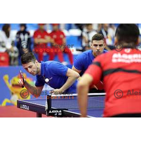 Dani Kozul and Darko Jorgic (Team Slovenia) compete in Table Tenis at Mediterranean Games in Oran, Algeria on June 27, 2022