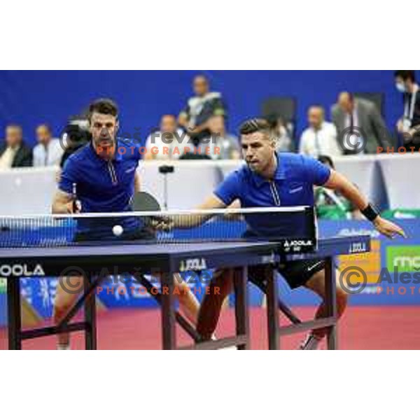 Dani Kozul and Darko Jorgic (Team Slovenia) compete in Table Tenis at Mediterranean Games in Oran, Algeria on June 27, 2022