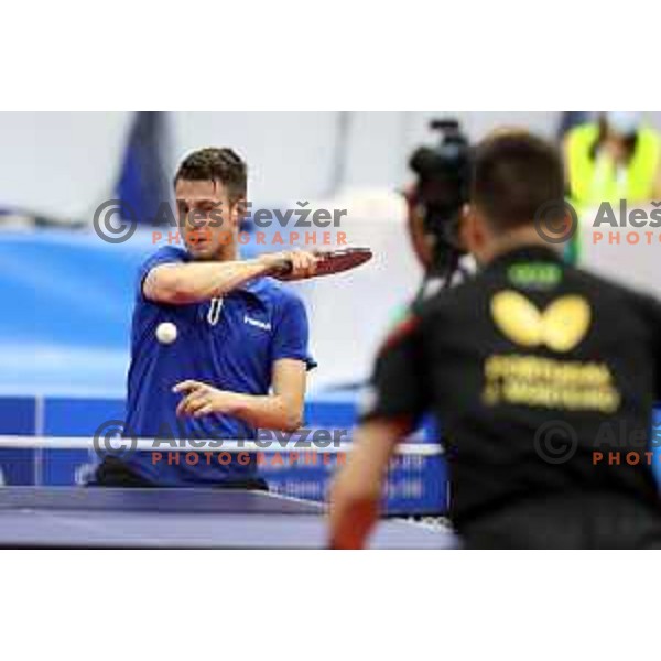 Deni Kozul of Slovenia competes in Table Tenis at Mediterranean Games in Oran, Algeria on June 27, 2022
