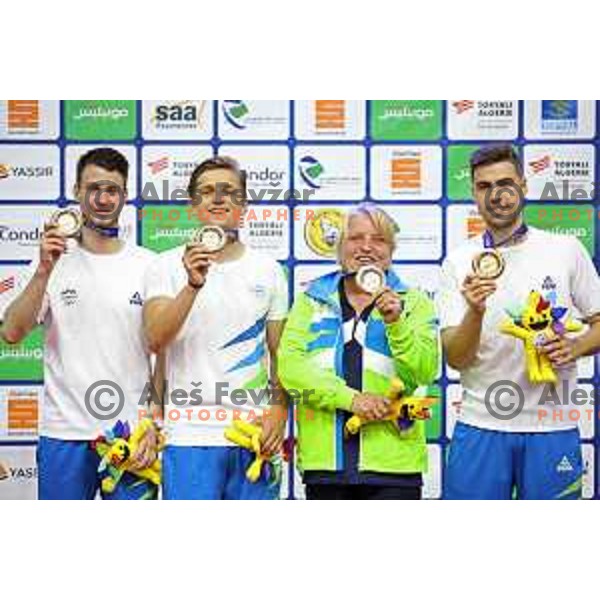 Team Slovenia with gold medal in Table Tenis at Mediterranean Games in Oran, Algeria on June 27, 2022
