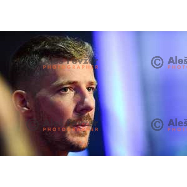 Goran Dragic of Slovenia basketball team during press conference in Ljubljana, Slovenia on June 28, 2022