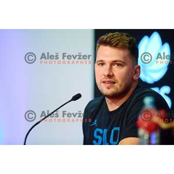 Luka Doncic of Slovenia basketball team during press conference in Ljubljana, Slovenia on June 28, 2022