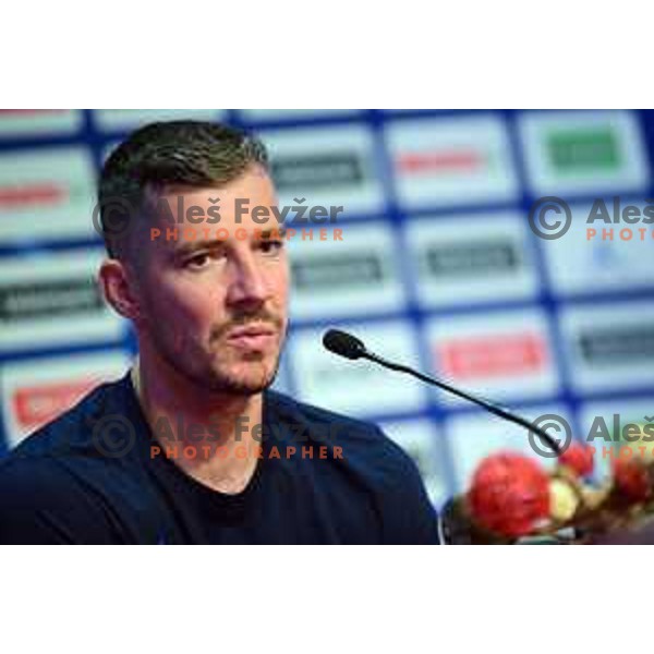 Goran Dragic of Slovenia basketball team during press conference in Ljubljana, Slovenia on June 28, 2022