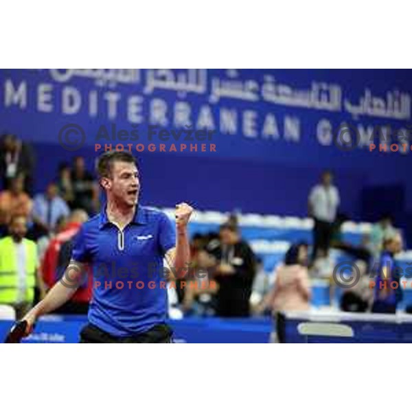 Deni Kozul of Slovenia competes in Table Tenis at Mediterranean Games in Oran, Algeria on June 27, 2022