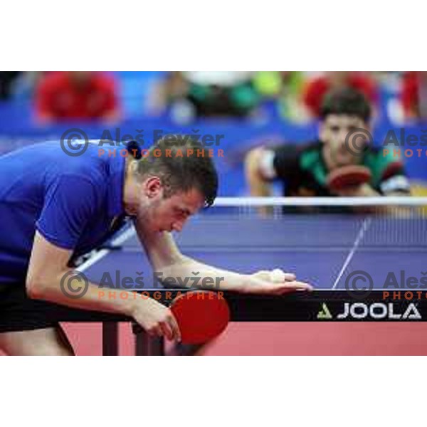 Deni Kozul of Slovenia competes in Table Tenis at Mediterranean Games in Oran, Algeria on June 27, 2022