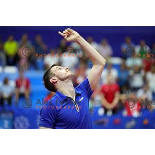Deni Kozul of Slovenia competes in Table Tenis at Mediterranean Games in Oran, Algeria on June 27, 2022