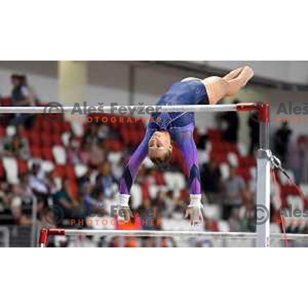Lucija Hribar of Slovenia competes in Women’s all-round Artistic Gymnastics at Mediterranean Games in Oran, Algeria on June 28, 2022