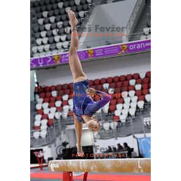 Lucija Hribar of Slovenia competes in Women’s all-round Artistic Gymnastics at Mediterranean Games in Oran, Algeria on June 28, 2022