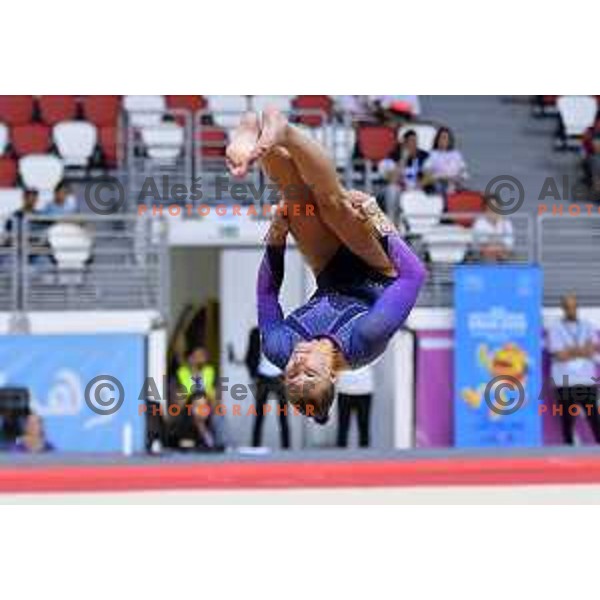 Lucija Hribar of Slovenia competes in Women’s all-round Artistic Gymnastics at Mediterranean Games in Oran, Algeria on June 28, 2022