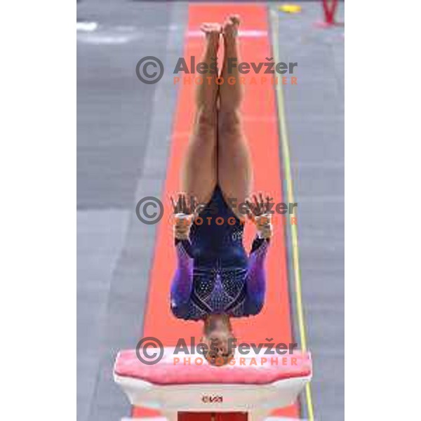 Lucija Hribar of Slovenia competes in Women’s all-round Artistic Gymnastics at Mediterranean Games in Oran, Algeria on June 28, 2022