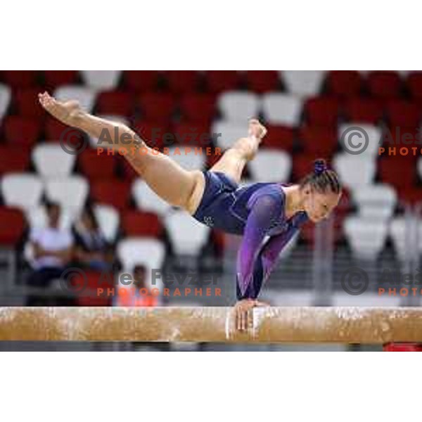 Lucija Hribar of Slovenia competes in Women’s all-round Artistic Gymnastics at Mediterranean Games in Oran, Algeria on June 28, 2022