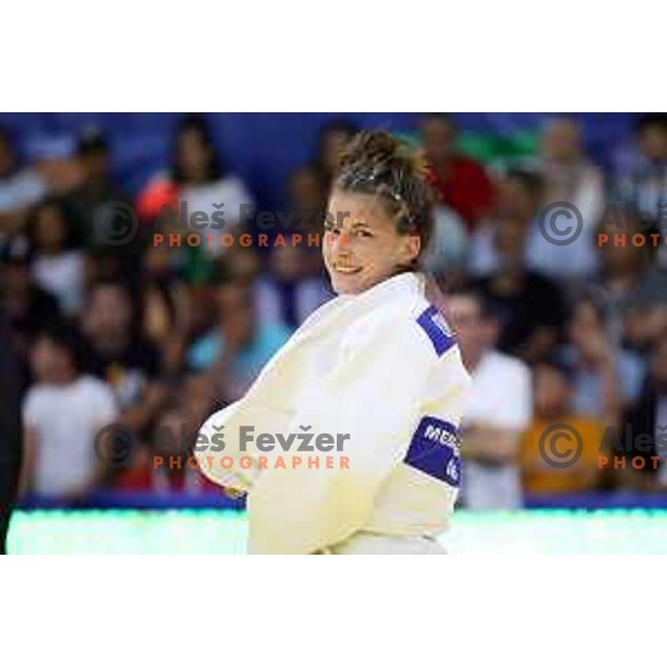 Marusa Stangar of Slovenia, winner of bronze medal in Women’s Judo -48 category at Mediterranean Games in Oran, Algeria on June 29, 2022